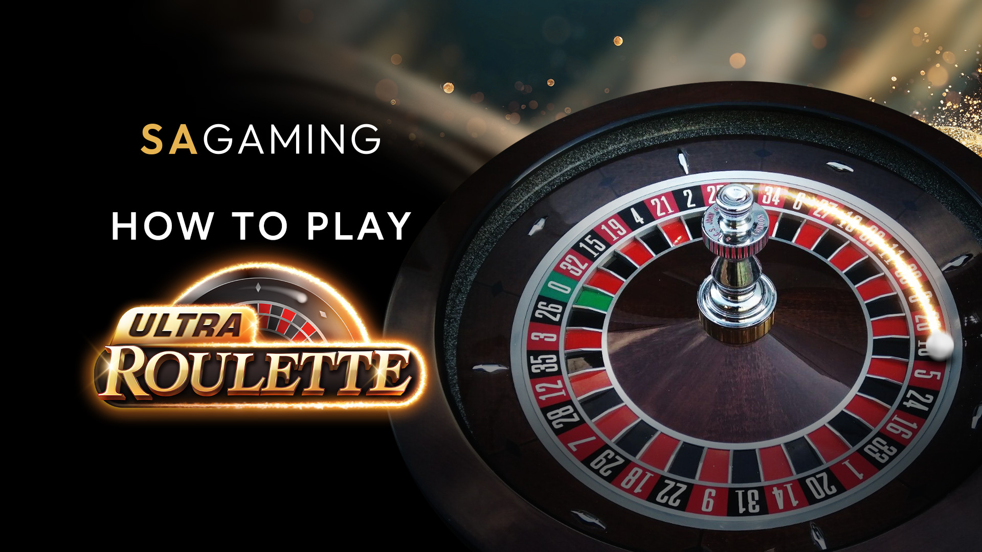 SA Gaming Ultra Roulette game guide image featuring a roulette wheel and logo, explaining how to play Ultra Roulette.